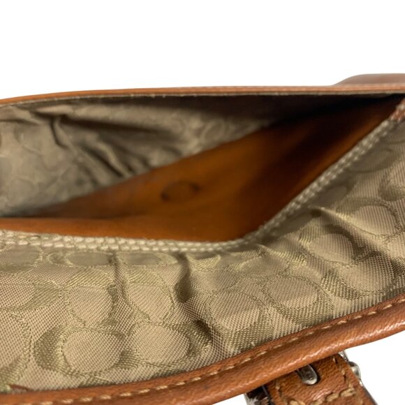 VTG COACH Soho British Tan Leather Wristlet Clutch Snap Front Flap Pocket Buckle - Picture 5 of 7